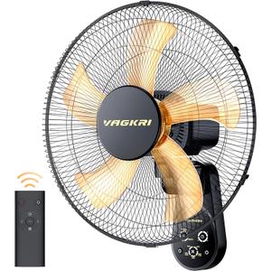 VAGKRI Wall Mount Fan, 16 Inch Wall Fans with 5 Blades, 5 Speeds, 8 Hour Timer, 90° Oscillating Quiet Fan with Remote for Home Office Bedroom Living Room Garage (Black)