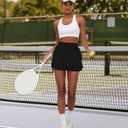 Tennis Skirts for Women Pleated Athletic Skort High Waisted Golf Skirts with Shorts Pocket Athletic Running Activewear (Black, M)