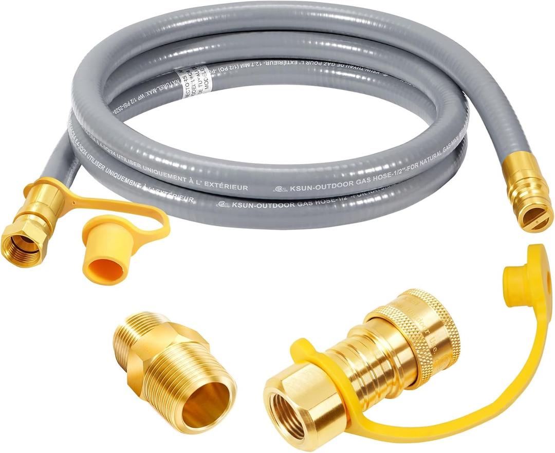 GasSaf 6FT 3/8" ID Natural Gas Hose, Natural Gas Grill Hose with Quick Connect Fitting Suitable for Weber Grills, Blackstone Griddles, Generator, Patio Heater - CSA Certified