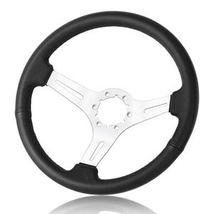 QYMOPAY 14"Racing Steering Wheel, Perforated Leather Trim Stitch Steering Wheel for Corvette 1963-1982