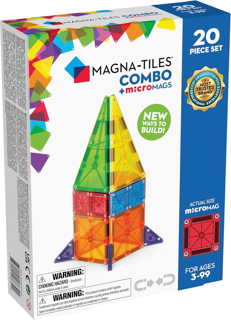 MAGNA-TILES Combo 20-Piece Magnetic Construction Set, The Original Magnetic Building Brand