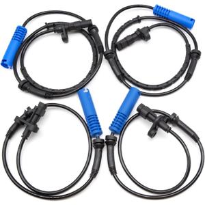 4pcs Front Rear Left & Right ABS Wheel Speed Sensors Compatible with BMW 525i 528i 530i 540i M5 1999 2000 2001 2002 2003 Replace OE# 34526756375 34526756376
