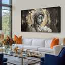 Gold Pictures Wall Art for Bedroom Vintage Poster Lotus Flower Grey with White Buddha Painting Large Wall Decorations for Living Room 29"x 58"