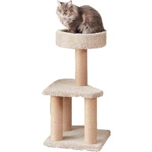 Amazon Basics Cat Tree - Multi-Level Climbing Activity Tower with Jute Rope Scratching Posts for Indoor Cats & Kittens, Medium (31.5"H), Beige