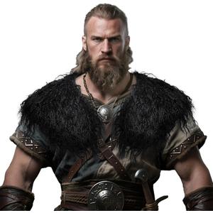Male Viking Fur Shawl Costume-Medieval Male Fur Shoulder Wrap for Renaissance (Black)