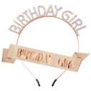 Birthday Crown Birthday Sash for Women, Birthday Girl Sash, Birthday Girl Crown, Glitter Rose Gold Birthday Sash and Crown Rhinestone Headband Set, Happy Birthday Girl Princess Tiara Sash Accessories