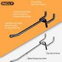 INCLY 60 Pack 2/4/6 Inch Black Pegboard Hooks, 1/4" Heavy Duty Peg Board Shelving Hooks Accessories, Peg Board Tool Hangers Fit for 1/4" Pegboard Hanging Tools Garage, Craft Organizing, Kitchen, Store