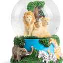 Elanze Designs Lions Zebras Elephants and Giraffes 100MM Sturdy Wind Up Music Glitter Water Snow Globe Tabletop Dresser Figurine Decoration Plays Tune Born Free
