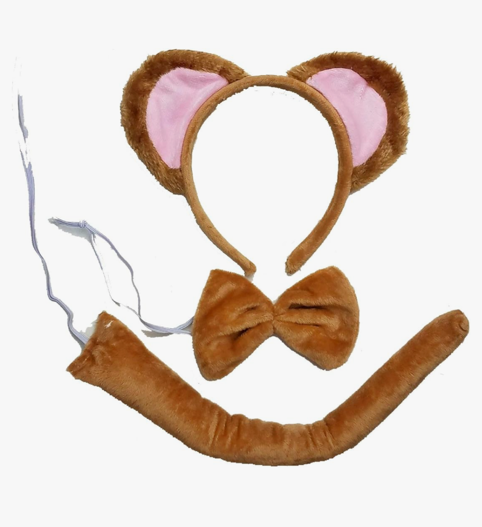 Kirei Sui Kids Brown Gold Monkey Tiger Koala Headband Bowtie Tail 3pcs Costume
