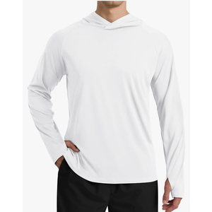 UPF 50+ Fishing Shirts for Men - Long Sleeve UV Sun Protection Hoodie Lightweight Rash Guard for Hiking Running Athletic L