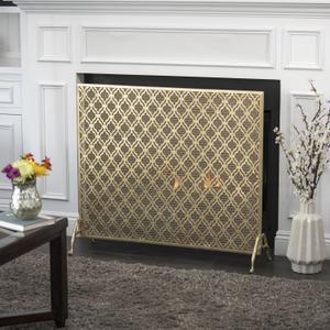 Christopher Knight Home Elmer Single Panel Iron Fireplace Screen, Gold
