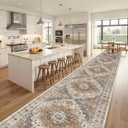 Madane Hallway Runner Rug 3x18 - Kitchen Rugs 18ft Washable Entryway Rug Vintage Kitchen Runners Non Slip Indoor Area Rug Farmhouse Carpet Runner for Bathroom Living Room Bedroom, Turmeric/Grey
