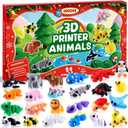 JOICEE 2025 Christmas Advent Calendar with Mini 3D Print Animals, 24 Days Mini Animal Figurines Toys Set Xmas Articulated Flexible Fidget Gifts for Kids Boys Girls Christmas Party Favors
