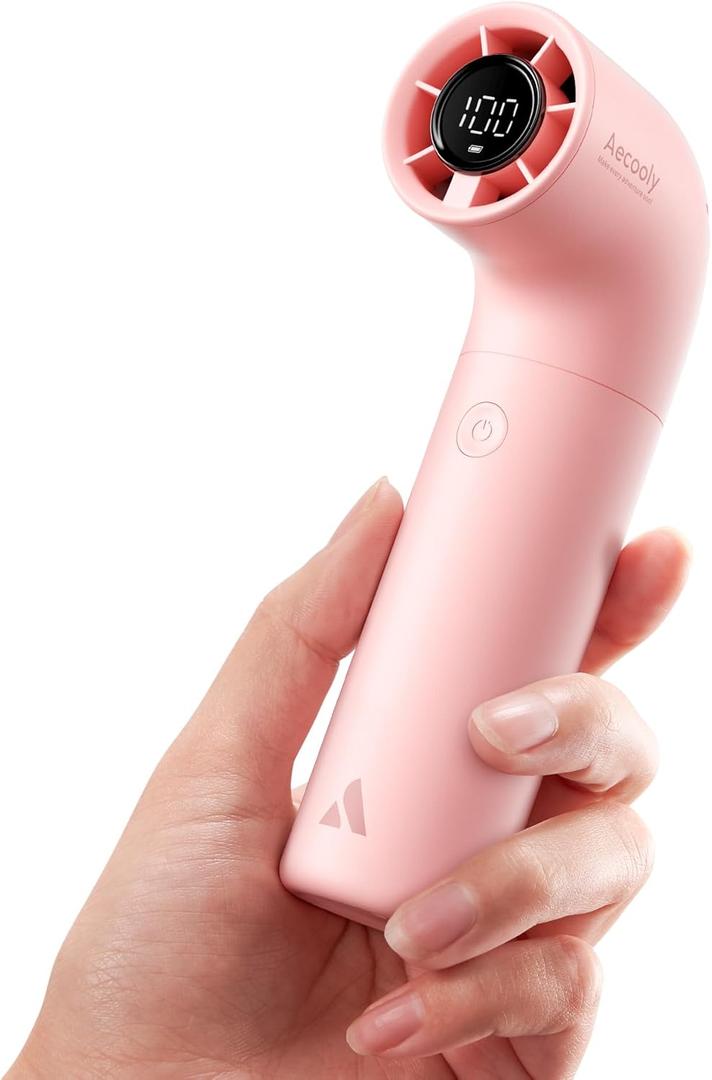 Aecooly Portable Handheld Fan, Powerful Turbo Mini Fan, 16500 RPM High Speed Aero, 14H Max Cooling Time, 5 Speeds Pocket Rechargeable Personal Small Travel GIfts for Women Men -Pink