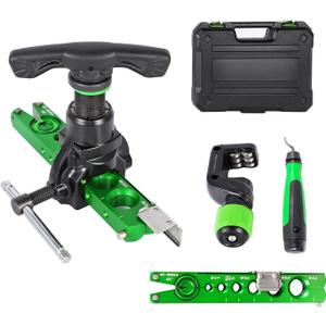 Bonvoisin Flaring Tool Kit 1/4-3/4 HVAC Single Flare Tool 45 45 Eccentric Tube Flaring Tool with Pipe Cutter for Copper Aluminum Tubing (5 in 1 Kit)