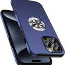 PELEPUES Shockproof Case for iPhone 15 Pro 6.1'', [Embedded Finger Ring] Military Grade Phone Case Cover with Reinforced Metal Stand Kickstand [Support Magnetic Car Holder] for iPhone 15 Pro, Blue