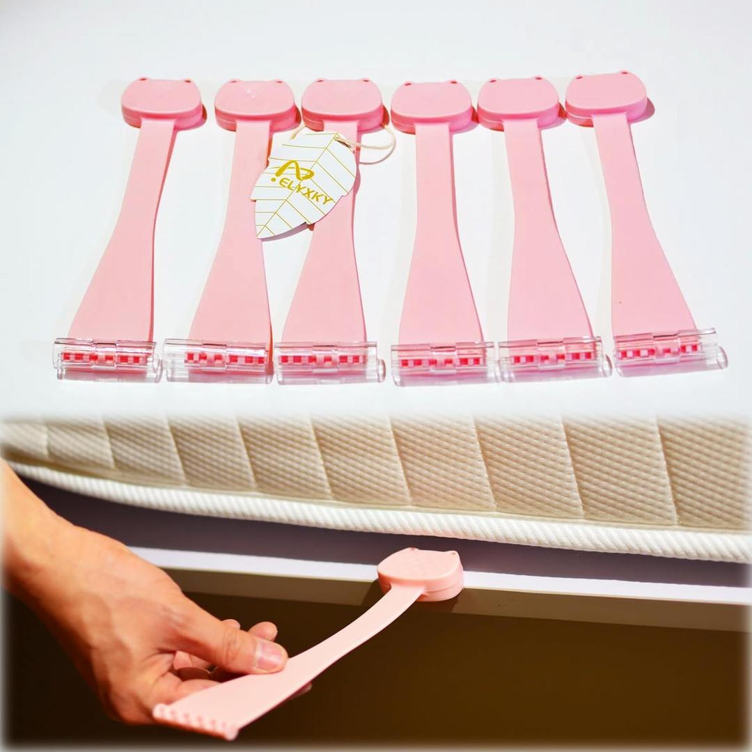 6 PCS Bed Sheet Holders to Keep Sheets in Place, Secure Sheet Holder Straps for Most Beds - Prevents Loose Sheets Without Damaging Fabric, Maintains Tight & Neat Bedding (Pink)