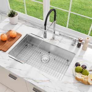 Kitchen Sink 33 Inch Undermount Stainless Steel, 16 Gauge 304 Workstation Sink Deep Large Capacity Easy Clean Sink，33 x 19 x 9 Inch