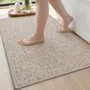 DEXI Bathroom Rug Non Slip Washable, 36x24 Ultra Thin Bath Mat, Beige