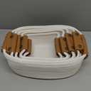 Degeyoyo Storage Basket Set of 6 - 4 with Leather Handle & 2 Small Gift Baskets - Woven Storage Cotton Rope Basket for Organizing, Rectangle Bins for Shelves, Nursery, Dog Toy, Bathroom