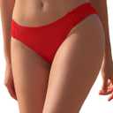 SHEKINI Women's Bikini Bottom Low Waisted Sexy Swimsuit Ruched Sides Hipster Swim Bottom (Small, Rose Red)