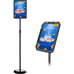 Sign Stand Holder 8.5x11 inch - Adjustable Sign Holder Stand for Display with Heavy Duty Base, Floor Standing Sign Holder for Business, Retail, Events, Offices, Trade Show(Black 8.511 inch - 1 Pack)