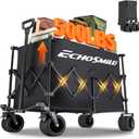 EchoSmile Collapsible Foldable Extended Wagon with 500Lbs Weight Capacity, 300L Folding Utility Wagon Cart with Big All-Terrain Wheels for Beach,Sport,Garden&Grocery (Black)
