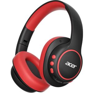 acer Kids Bluetooth Headphones, Over Ear Headphone for Kids with Mic, 75H Playtime, 85dBA Safe Volume, Bluetooth 6.0, USB C Fast Charging, Toddler Headphones for iPad/Tablet/Travel/School-Black Red