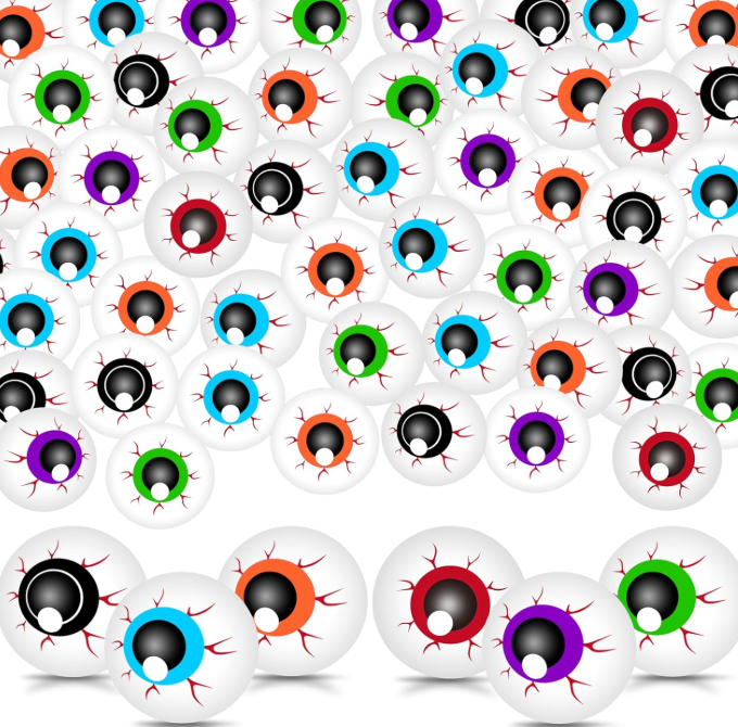 48 Pcs Halloween Eyeballs 1.6 in Plastic Scary Eye Balls Realistic Ping Pong Eyeballs Horror Props Fake Colorful Table Tennis Balls for Halloween Party Terror Props Decor