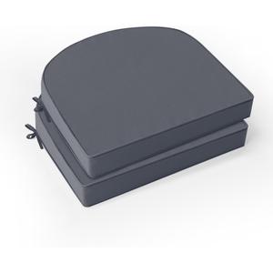 Outdoor Chair Cushions Set of 2: Waterproof & Fade Resistant Patio Furniture Cushions - 19 x 19 x 2 Inch Non Slip Round Corner Seat Cushion Pads with Removable Cover for Garden Yard Lawn, Dark Grey