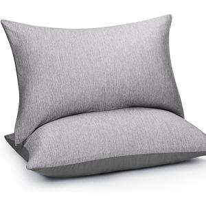 HOMFINE Cooling Pillowcases Queen Size - Double Side Q-Max 0.439 Cooling Fiber for Pillow Protector, Breathable Cold Pillow Cover for Hot Sleeper Night Sweat, Hidden Zipper, 2 Pack (20"x30", Grey)