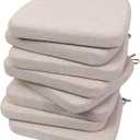 AAAAAcessories D-Shaped Chair Cushions, 2" Thick Dining Chair Pads with Ties and Removable, Machine-Washable Cover, 17" x 16", Set of 8, Oatmeal Beige, 8 Count
