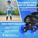 Kids Inline Skates for Girls Boys, Youth and Adult, Adjustable Blades Roller Quad Skates for Men and Women with Full Wheels Illuminating, Outdoor Skates (Small Size, Blue)