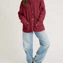 Saodimallsu Womens Cable Knit Cardigan Sweaters Fall Oversized Long Sleeve Button Open Front Knit Sweater Coats (Red)