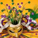 2 x 8 Pcs Carnival Decorations,15" Carnival Glitter Tree Picks Stems Ornaments Table Centerpieces Decor,Artificial Purple Gold Green Berry Flowers Branches Sprays for Carnival Party Home Decor