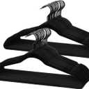 Pack of 30 Velvet Hangers, Space-Saving Heavy Duty Clothes Hangers for Suit, Non-Slip, 0.2 Inches Slim, 17.7 Inches Wide, 360 Swivel Black Hook - Black