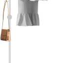 Tenkovic Metal Coat Rack Freestanding, Coat Rack Stand with Heavy-weight Natural Marble Base, 67” Coat Hanger Stand with 3 Hooks for Bedroom, Office, Hallway, Entryway, Living Room (White)