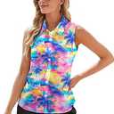ASTANFY Women Hawaiian Shirts Summer Beach Tank Tops Colorful Sleeveless Vacation Shirts (M)