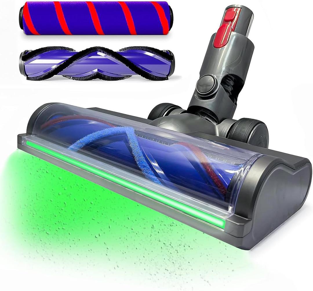 Upgrade Full-Area LED Green Light Direct Drive Brush Head for Dyson V7, V8, Cyclone V10, V11, V15 Cordless Vacuum Cleaners-Suitable for Carpets,Rugs,Hardwood Floor & Hidden Dirt