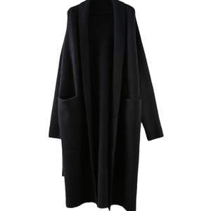 Saodimallsu Womens Oversized Long Cardigan Hooded Chunky Knit Open Front Sweaters with Pockets XL