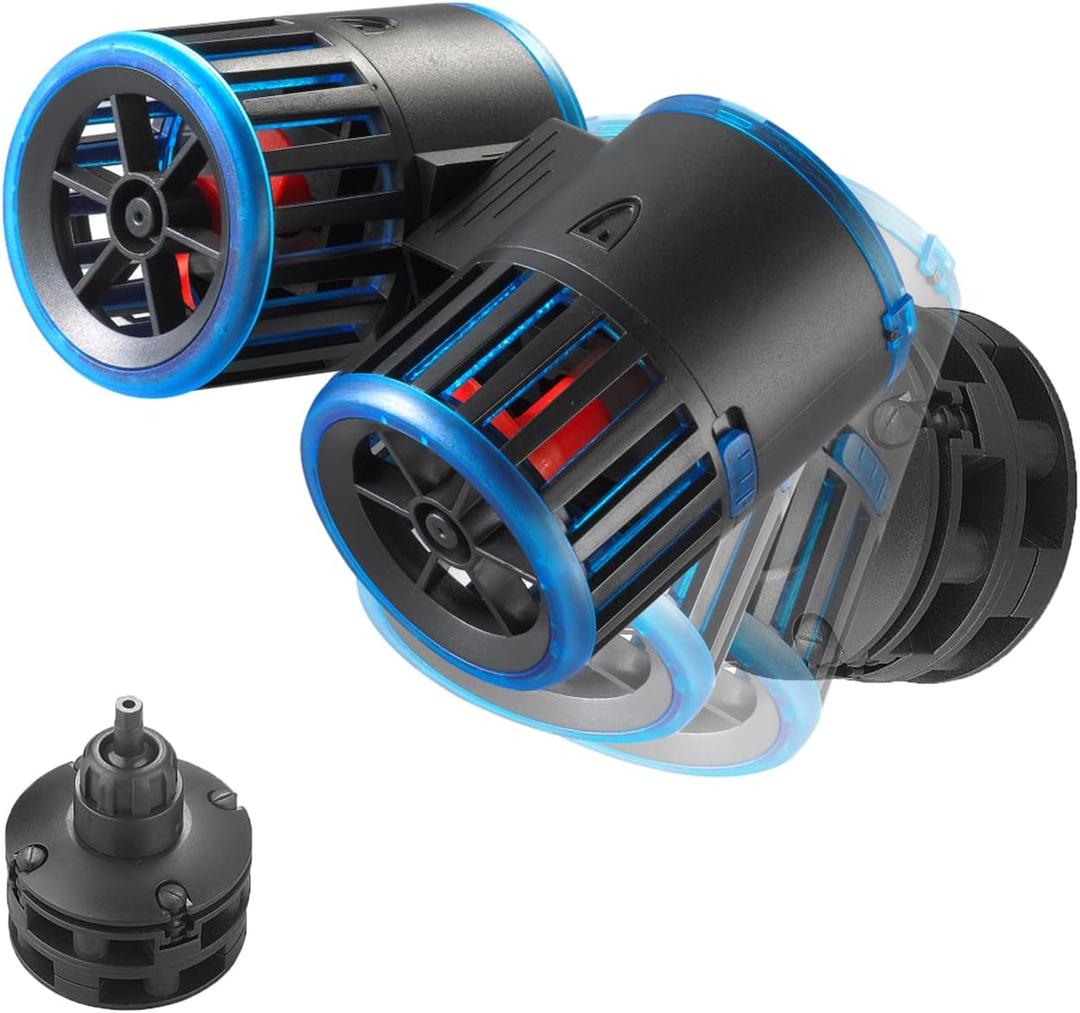 Carefree Fish Aquarium Magnetic Dual Powerheads 8W 1800Gph for 5~25Gal Fish Tank Wave Maker Quiet and Strong Submersible Water Circulation Pump for Freshwater and Saltwater