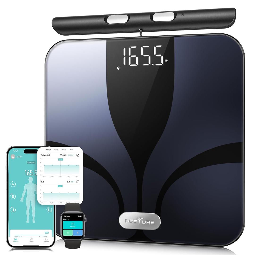 Posture Scale for Body Weight and Fat, Smart Digital Bathroom Scale BMI Weighing Bluetooth Body Fat Scale, 8 Electrode Body Fat Scale, Full Body Composition Analyzer with Voice Prompt