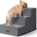 Dog Stairs for Small Dogs, 3-Step Wider Pet Stairs for Couch and Beds, Non-Slip Dog Steps for Old Cats, Puppy,15.7" H, Grey (15.7" x 21.8" x 15.7")