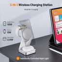 2026 UpgradedWireless Charger 3 in 1, Foldable Wireless Charging Station with Light for Apple MagSafe Charger, Travel Magnetic Charger for iPhone 17/16/15/14/13/12 Apple Watch AirPods (20W Adapter)