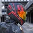 VCOROS Full Face Motorcycle Helmet for Unisex-Adults DOT Approved WS-609 Motorbike Street Bike Racing Helmets with Visor（Matte Red Lines,M）