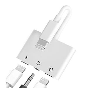 Headphone Adapter Lightning to 3.5mm AUX Audio Jack and Charger Extender Dongle Earphone Headset Splitter Compatible with iPhone 11 12 Mini pro max xs xr x se2 7 8 Plus for Ipad Air Cable Converter