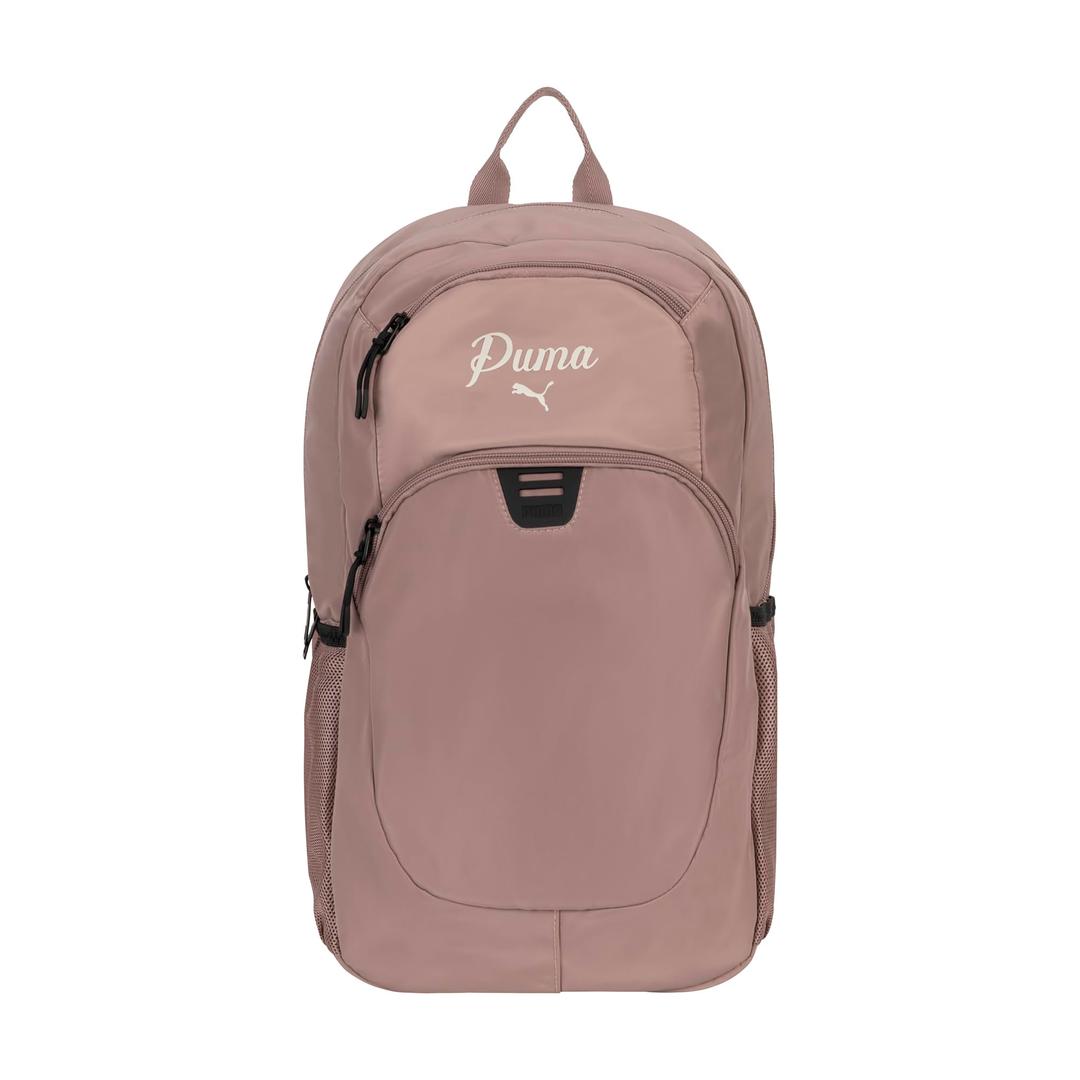 PUMA Women's Poppy Backpack in Memory Cloth with Laptop Sleeve, Luggage Strap & Water Bottle Pockets, Sandstone/Alpine Snow, One Size
