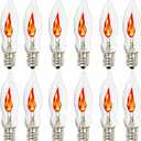 SUNSGNE Christmas Flicker Flame Light Bulbs, Crystal Clear Flame Tip Candelabra Bulbs, C18 Flickering Replacement Bulbs Dances with Orange Flame, 1 Watt, 120 Volt, E12 Candelabra Base, 12 Pack