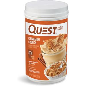 Quest Nutrition Cinnamon Crunch Protein Powder, 20g Protein, 2g Net Carb, 1g Sugar, Low Carb, Gluten Free, 1.6 Pound, 24 Servings (EXP 05/28/28)