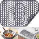 Sink Protectors for Kitchen Sink 16x12 & 18x12 & 19x13 & 24x12.5 & 26x14 & 28x14 & 29x15,Silicone kitchen sink mats protector for bottom of farmhouse sink(19"x13"Gray)